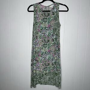 J. Jill Women’s Mojito Tropical Floral Shift Dress Green Size Small